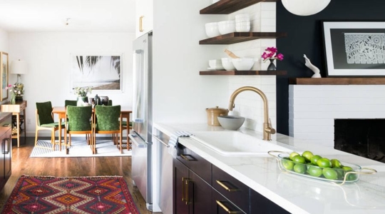 dining and kitchen set up