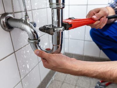 plumber fixing a broken pipe